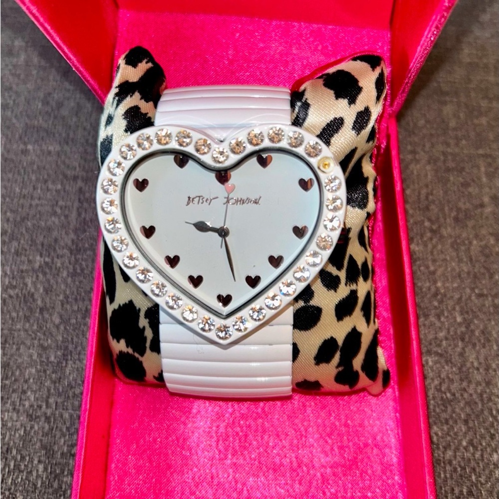 Betsey Johnson Heart Watch - White